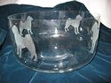 ID-#44.Glass salad or fruit bowl with etched Shar-Pei figures